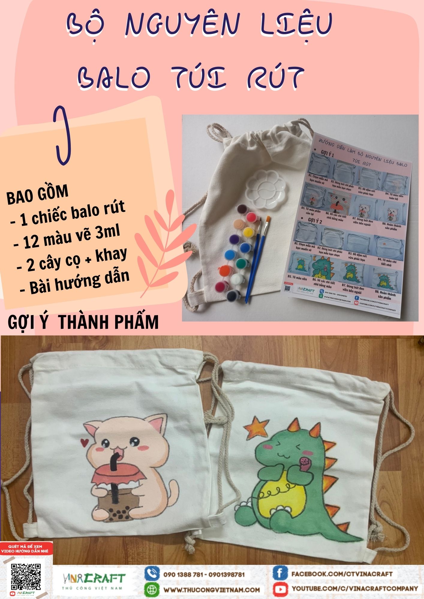 Bộ Nguyên Liệu Làm Balo Túi Rút